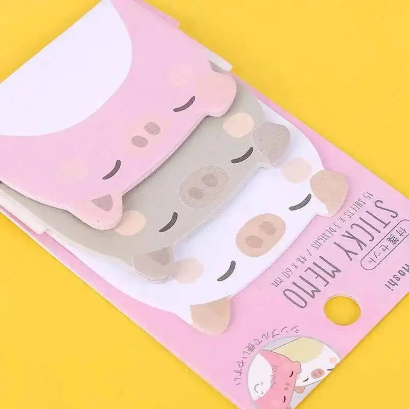 1 Piece Lytwtw's Adhesive Kawaii Animals Pig Sticky Notes Notepad Memo Pad Office School Supplies Stationery Sticker