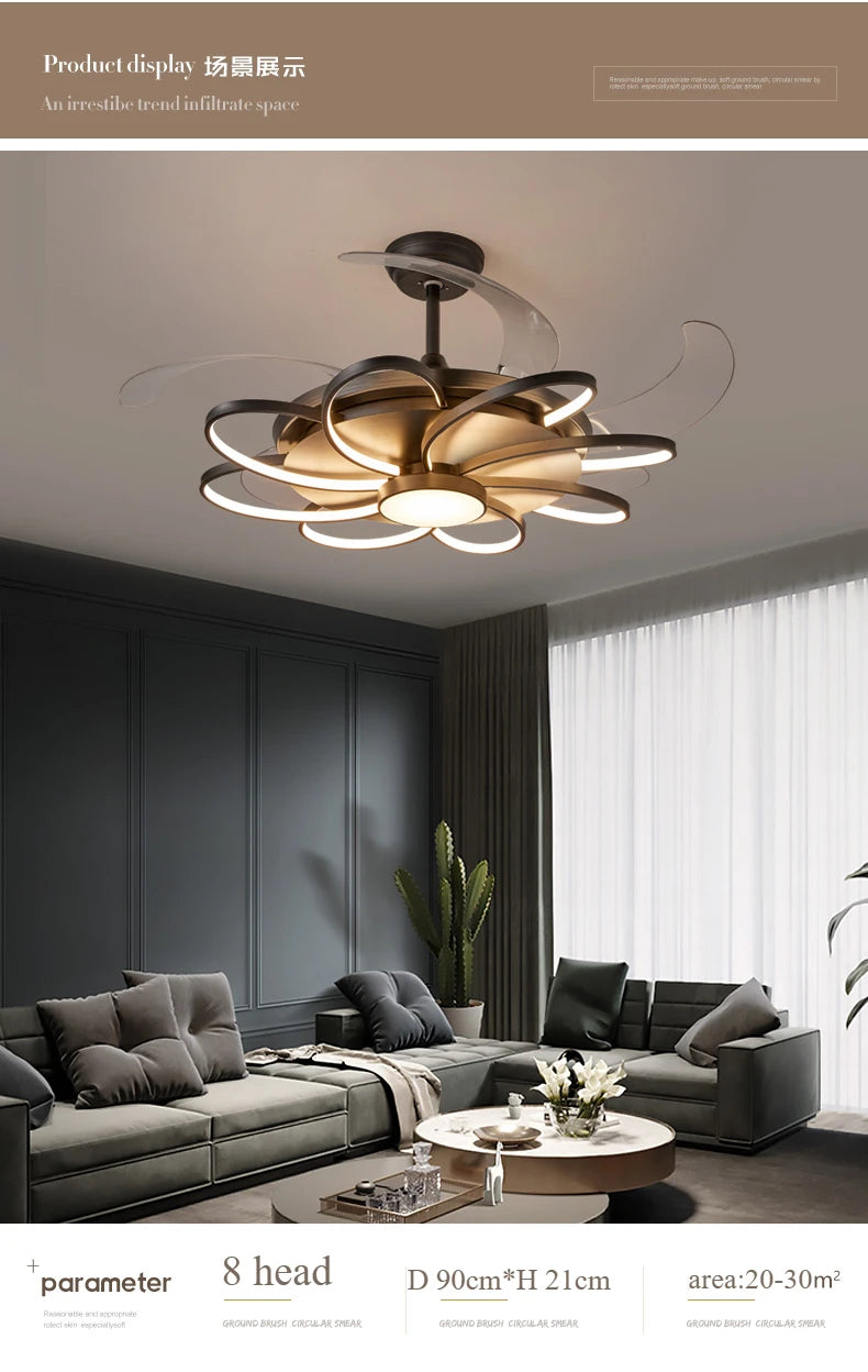 Nordic bedroom decor led lights for room Ceiling fan light lamp restaurant dining room Ceiling fans with lights remote control