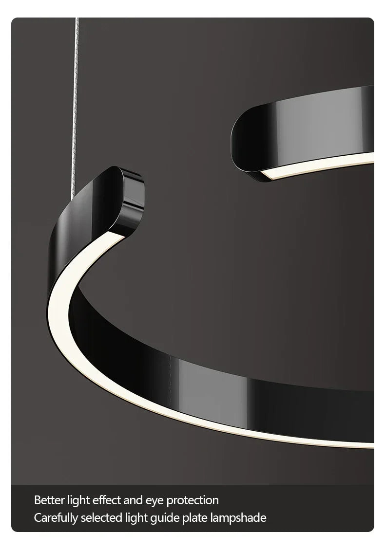 Modern Salon Design Ring Ceiling Chandelier Eye Protecting LED Lamp Bedroom Dining Room Study Pendant Lighting Fixture